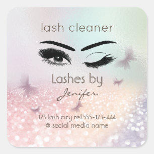 Luxuriöse Glitterwink lash Verlängerung lash reini Quadratischer Aufkleber