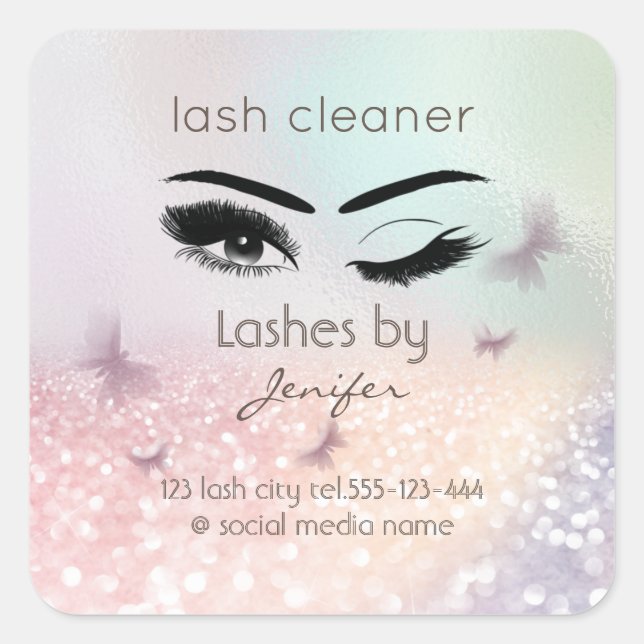 Luxuriöse Glitterwink lash Verlängerung lash reini Quadratischer Aufkleber (Vorderseite)