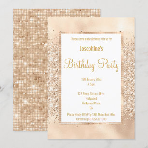 LUXURIÖSE GLITZER CHAMPAGNE & GOLD CUSTOM EINLADUNG