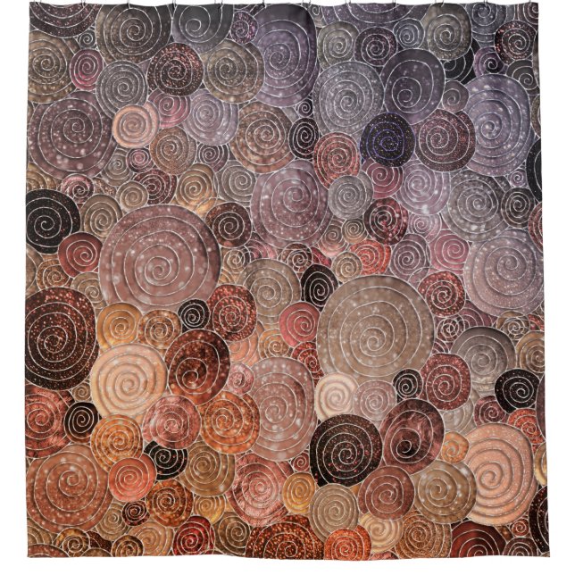 Luxuriöse Glitzer Docks and Circles - Warm braun Duschvorhang (Vorderseite)