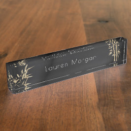Luxuriöse Gold Bamboo Monogram Desk Namplate Namensplakette