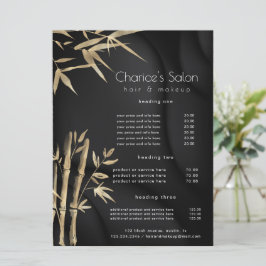 Luxuriöse Gold Bamboo Salon Price Card Menükarte