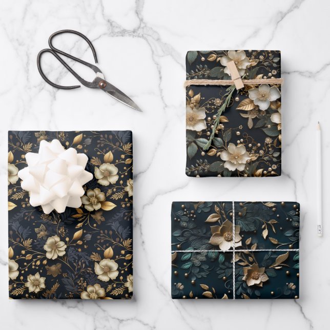 Luxuriöse Gold Foil Digital Paper für Weihnachten Geschenkpapier Set (Vorderseite)