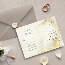 Luxuriöse Gold Foil Marmor Texture Wedding RSVP Postkarte