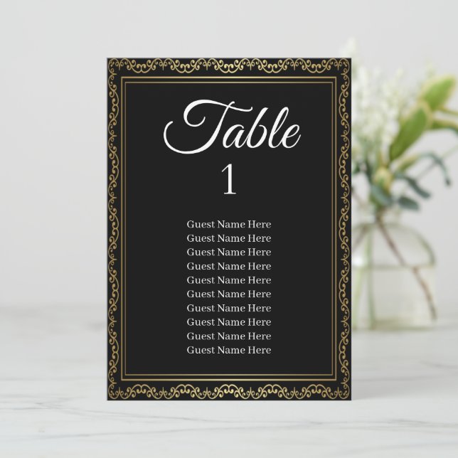 Luxuriöse Gold Frame Wedding Chart Card Card Karte (Stehend Vorderseite)