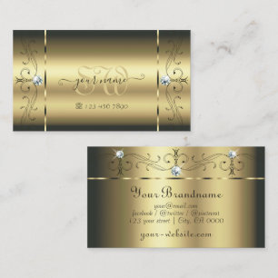 Luxuriöse Gold gequiggled Jewels Monogram Glamour Visitenkarte