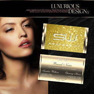 Luxuriöse Gold Glitzer 3D Letters Openings Stunde Visitenkarte