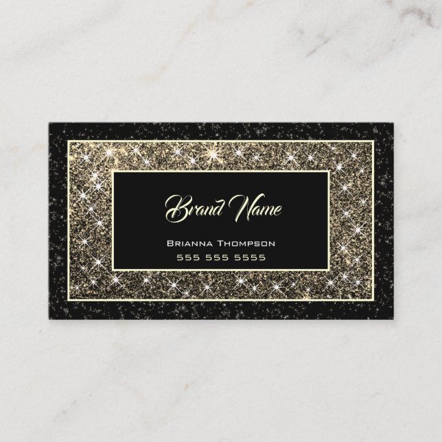 Luxuriöse Gold Glitzer Shimmery Stars Dunkel Schwa Visitenkarte (Vorderseite)