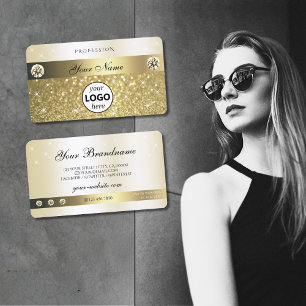 Luxuriöse Gold Glitzer Sparkling Stars Logo Moder Visitenkarte