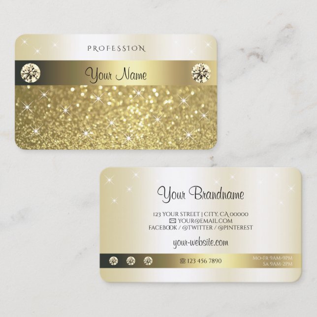 Luxuriöse Gold Glitzer Sparkling Stars Visitenkarte (Vorne/Hinten)