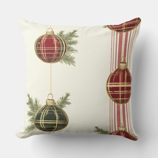 Luxuriöse Gold & Green Christmas Throw Kissen (Vorderseite)