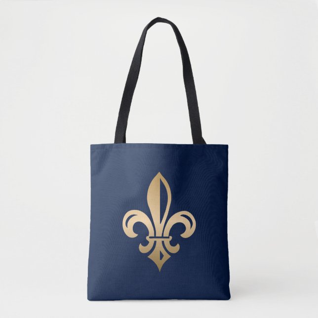 Luxuriöse Gold-Lilie über die Marine Tasche (Vorderseite)