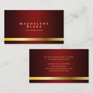 Luxuriöse Gold Line Minimalistisch Red Burgundy Visitenkarte