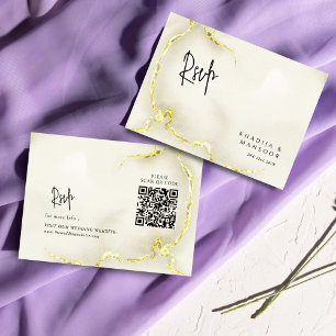 Luxuriöse Gold Marmor Texture QR Code Wedding RSVP Begleitkarte