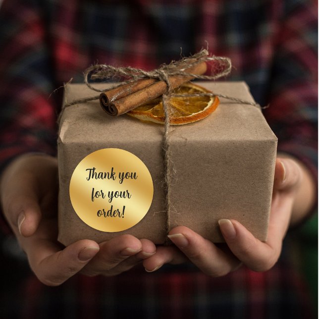 Luxuriöse gold metallische Danke Runder Aufkleber (Von Creator hochgeladen)