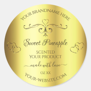 Luxuriöse Gold Product Label Verziert Borders Hear Runder Aufkleber
