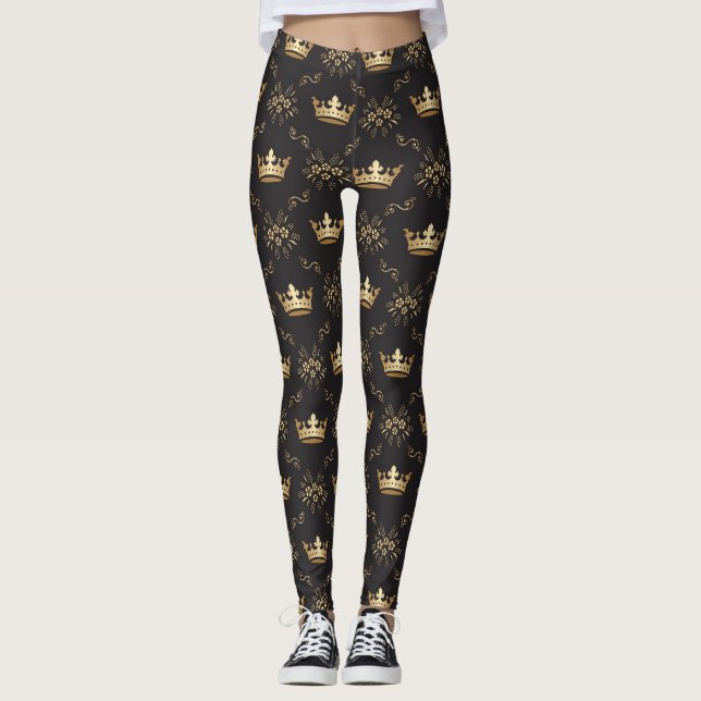 Luxuriöse Gold Queen Crown Leggings (Vorderseite)