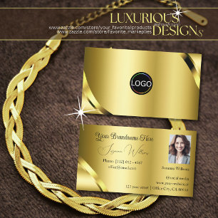Luxuriöse Gold-Schimmer-Ecken mit Logo und Foto Visitenkarte