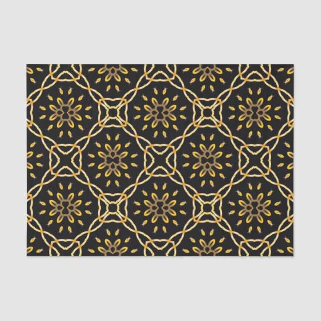 Luxuriöse Gold Schwarz marokkanisches arabisches M Seidenpapier (Vorderseite)