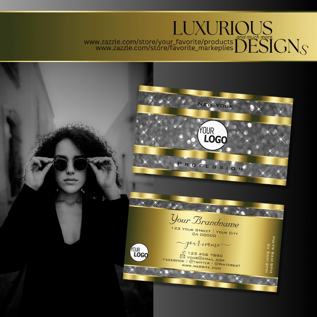 Luxuriöse Gold Silver Glitzer Stars hinzufügen Log Visitenkarte (Von Creator hochgeladen)