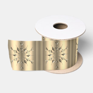 Luxuriöse Gold Snowflakes Weihnachten Satinband