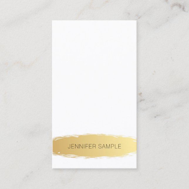 Luxuriöse Gold White Moderne Elegant Einfach Schli Visitenkarte (Vorderseite)