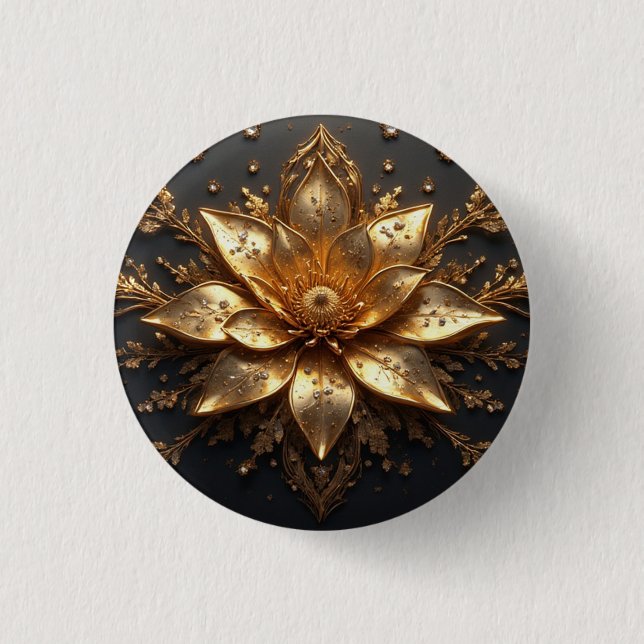 Luxuriöse Goldblume Button (Vorderseite)