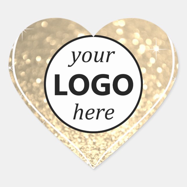 Luxuriöse Golden Glitzer Sparkle Stars mit Logo Herz-Aufkleber (Vorderseite)