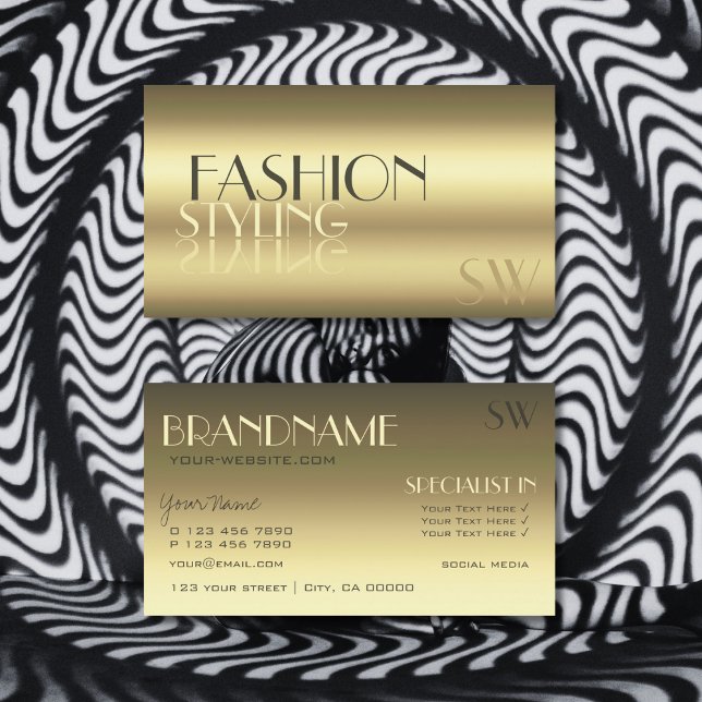 Luxuriöse Golden Modern Mirror Letters mit Monogra Visitenkarte (Von Creator hochgeladen)