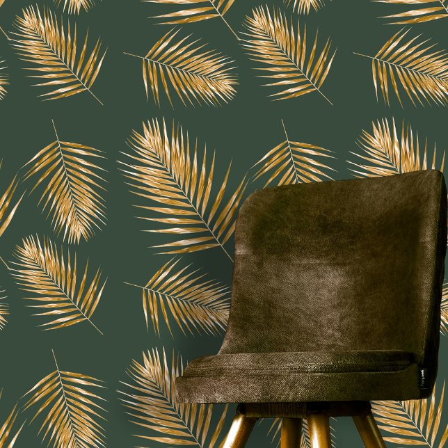 Luxuriöse Golden Palm Fronds auf Deep Green Tapete (Von Creator hochgeladen)
