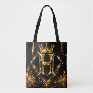 Luxuriöse goldene Buchstabe H Krone Diamant Monogr Tasche