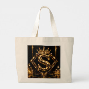 Luxuriöse goldene Buchstaben S H Krone Diamant Mon Jumbo Stoffbeutel