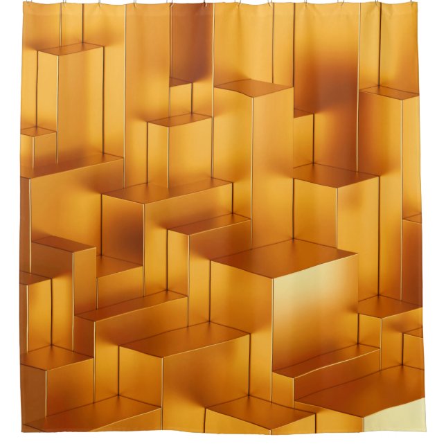 Luxuriöse goldene Formen geometrisch nahtlos Muste Duschvorhang (Vorderseite)
