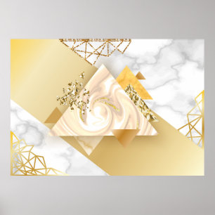 Luxuriöse goldene geometrische mit Marmor nahtlos Poster