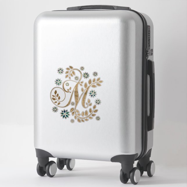 Luxuriöse goldene Kalligraphie Monogramm mit Buchs Aufkleber (Koffer)