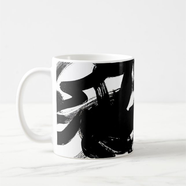 Luxuriöse Goldene Kunst: Abstrakter Schwarzschlag. Kaffeetasse (Links)