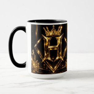 Luxuriöse goldene Letter H Krone Diamant Monogramm Tasse