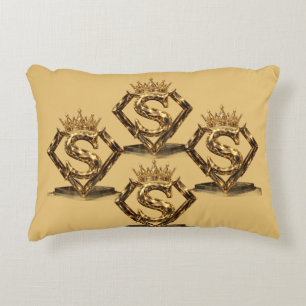 Luxuriöse goldene Letter S Krone Diamant Monogramm Dekokissen