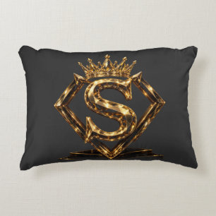 Luxuriöse goldene Letter S Krone Diamant Monogramm Dekokissen