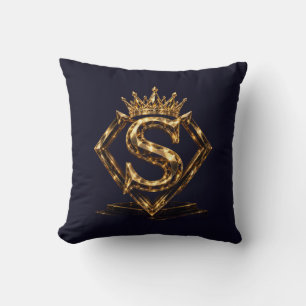 Luxuriöse goldene Letter S Krone Diamant Monogramm Kissen