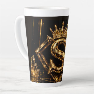 Luxuriöse goldene Letter S Krone Diamant Monogramm Milchtasse