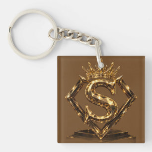 Luxuriöse goldene Letter S Krone Diamant Monogramm Schlüsselanhänger