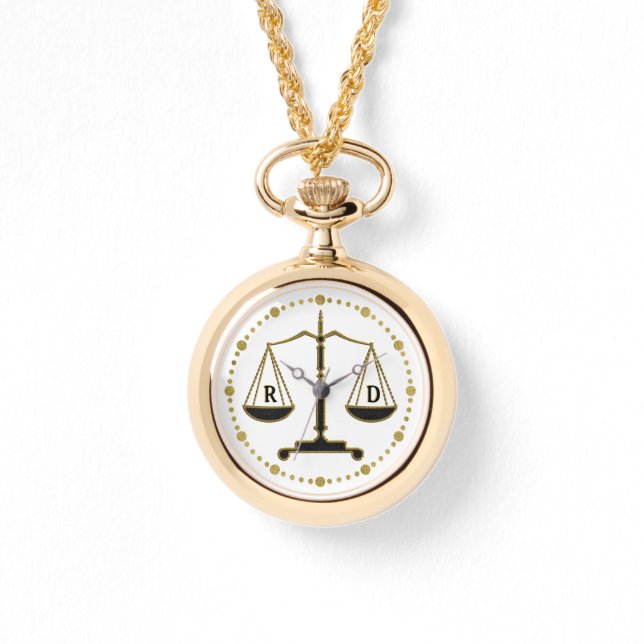 Luxuriöse goldene Skala der Gerechtigkeit | Erste  Armbanduhr (Vorderseite)