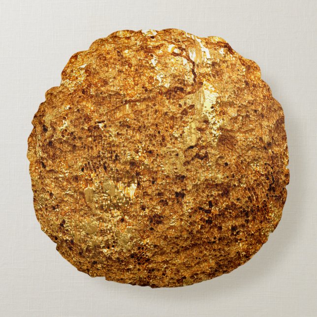 Luxuriöse goldene Textur. Rundes Kissen (Vorderseite)