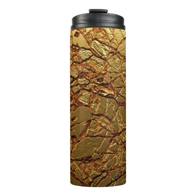 Luxuriöse goldene Textur. Thermosbecher (Vorderseite)