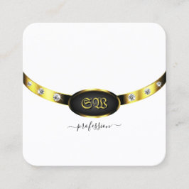 Luxuriöse goldene und schwarze Monogramm mit Diama Quadratische Visitenkarte