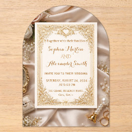 Luxuriöse goldene verzierte Hochzeitseinladung Acryleinladungen