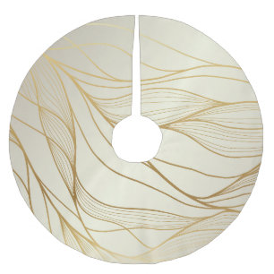 Luxuriöse Goldene Waves: Vintages Premium-Design Polyester Weihnachtsbaumdecke