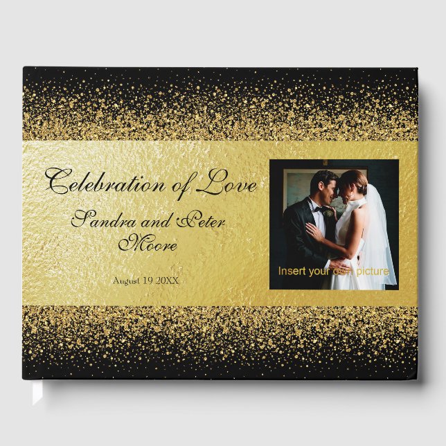Luxuriöse Goldfoil Confetti Gästebuch (Vorderseite)