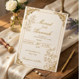 Luxuriöse Goldfolie-Hochzeitseinladung | Klassisch Einladung